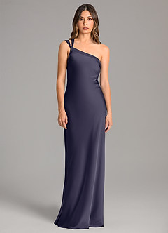 Azazie Monroe Bridesmaid Dresses Stormy Mermaid One Shoulder Stretch Satin Dress image4