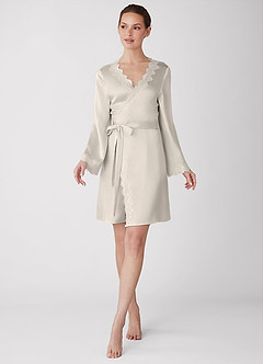 front Luminous Satin Short Robe