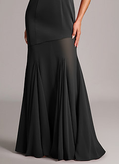Azazie Uma Brautjungfernkleider Wandelbar Meerjungfrau-Linie Schulterfrei Chiffon Kleid Schwarz image6