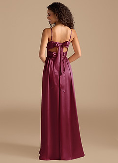 Azazie Zeya Bridesmaid Dresses Burgundy A-Line Pleated Metallic Satin Dress image2