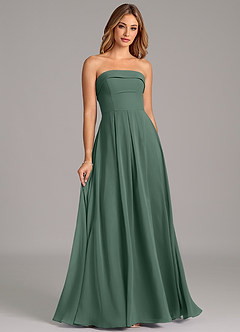 Azazie Lucienne Bridesmaid Dresses Sea Moss A-Line Strapless Chiffon Convertible Dress image3