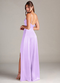 Azazie Sarella Robes de demoiselle d'honneur Robe Trapèze en Satin extensible Plissée Lilas image4