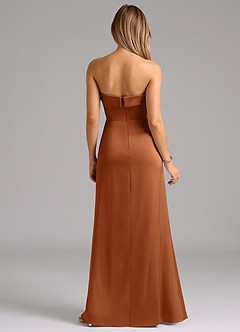 Azazie Aretha Robes de demoiselle d'honneur Robe Trapèze Convertible en Satin extensible Sans bretelles Cuivre image7