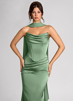 Calista Matcha Luminous Satin Maxi Dress image6