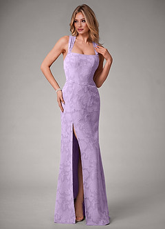 Azazie Luci Bridesmaid Dresses Lilac Mermaid Pleated Floral Burnout Convertible Dress image6