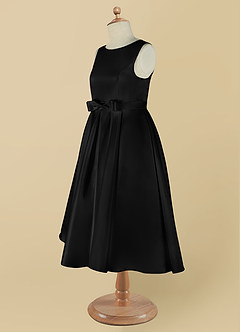 Azazie Coco vestidos de niña de las flores Vestido de Negro de Satin Mate de Corte En A con Lazo image10