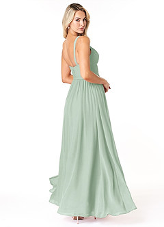 Azazie Chanel Bridesmaid Dresses Agave A-Line Pleated Chiffon Dress image5