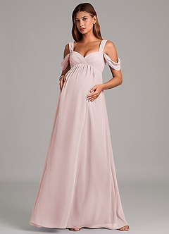 Azazie Rhea Zwangerschaps Bruidsmeisjekleding A-Lijn Geplooid Chiffon Vloerlengte Jurk image4