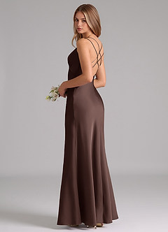 Azazie Suttona Brudtärnklänningar Klä av A-Linje i Stretch Satin Plisserad Ganache image1