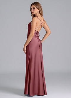 Azazie Seema Bridesmaid Dresses Desert Rose Mermaid Corset Stretch Satin Dress image6