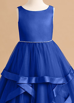 Azazie Posy Blumenmädchenkleider A-Linie Mit Perlen Tüll Kleid Königsblau image5