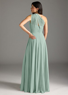 Azazie Charlize Bridesmaid Dresses Agave A-Line One Shoulder Chiffon Dress image2