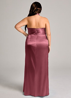 Azazie Jemma Bridesmaid Dresses Desert Rose Sheath Pleated Metallic Satin Dress image9