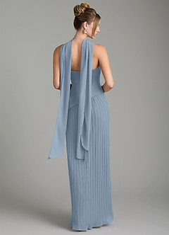Azazie Tierney Robes de demoiselle d'honneur Robe Trapèze Convertible en Mousseline de soie Sans bretelles Bleu Poussiéreux image10