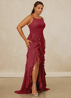 Christian Siriano Bridal for Azazie 1006 Bridesmaid Dresses Pomegranate Mermaid Ruched Chiffon Dress image12