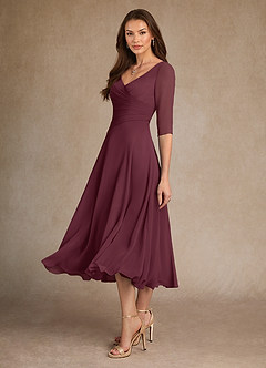 Azazie Durant Kleider für die Brautmutter A-Linie Plissee Chiffon Kleid Cabernetrot image1