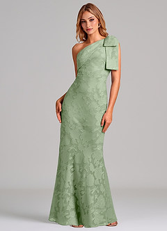 Azazie Yuanna Brudtärnklänningar Klä av Sjöjungfru i Blommig Utbrändhet Ena axeln Dusty Sage image4