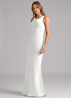 Azazie Allettie Brudepigekjoler Havfrue Stræk satin Gulv-længde Kjole image4