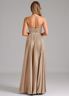 Azazie Tyla Bridesmaid Dresses Taupe A-Line Sweetheart Neckline Stretch Satin Dress image2