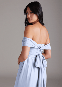 Azazie Lamara Robes de demoiselle d'honneur Combinaison Convertible en Mousseline de soie Épaule décolletée Eis image6