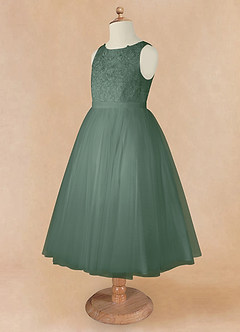 Azazie Calla Flower Girl Dresses Eucalyptus Ball-Gown Lace Tulle Dress image9