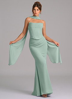 Azazie Sorrel Bridesmaid Dresses Agave Mermaid Corset Chiffon Dress image1