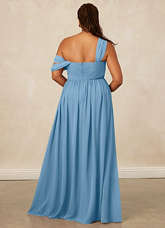 Christian Siriano Bridal for Azazie 1014 Robes de demoiselle d'honneur Robe Trapèze en Mousseline de soie Épaule décolletée Acier Bleuté image17