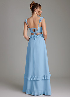 Azazie Malaya Bridesmaid Dresses Powder Blue A-Line Corset Chiffon Dress image2