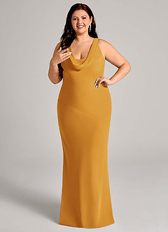 Azazie Rylina Bridesmaid Dresses Butterscotch Mermaid Pleated Chiffon Dress image10