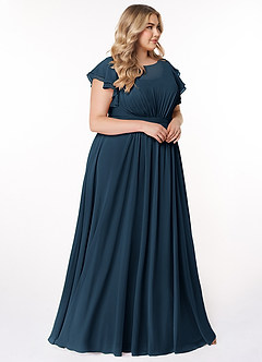 Azazie Daphne Modest Bridesmaid Dresses A-Line Ruffled Chiffon Floor-Length Dress image9