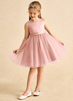 Azazie Jani Flower Girl Dresses Rosette A-Line Bow Tulle Dress image5
