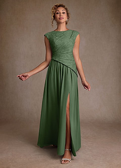 Azazie Kalleen Mother of the Bride Dresses Eucalyptus A-Line Pleated Chiffon Dress image2