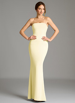 Azazie Shaniya Bridesmaid Dresses Lemon Sorbet Mermaid Strapless Premium Stretch Jersey Dress image5