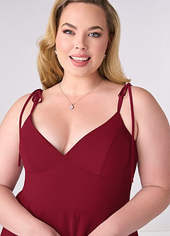 Barbie ♥ Azazie Bridesmaid Dresses Burgundy A-Line Bow Chiffon Dress image9