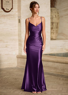 Scarlett Grape Backless Lace-up Mermaid Prom Dress image4