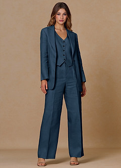 front Belicia Dark Navy 100% Linen 2-Piece Suit
