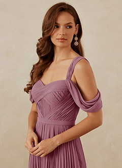 Christian Siriano Bridal for Azazie 1013 Bridesmaid Dresses Vintage Mauve A-Line Off the Shoulder Chiffon Dress image2