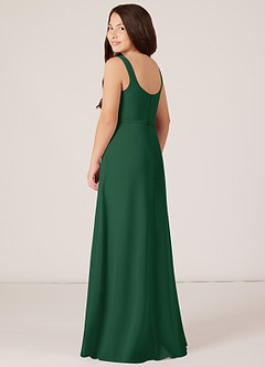 Azazie Renee Junior Dark Green A-Line Side Slit Chiffon Dress image4