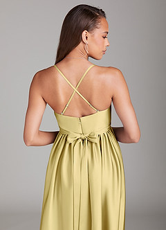 Azazie Llana Maternity Bridesmaid Dresses A-Line Stretch Satin Floor-Length Dress with Pockets image4