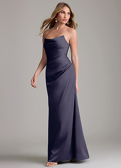 Azazie Lucille Vestidos de damas de honor Vestido de Tormenta de Satén Elástico de Corte Sirena Convertible con Sin tirantes image3