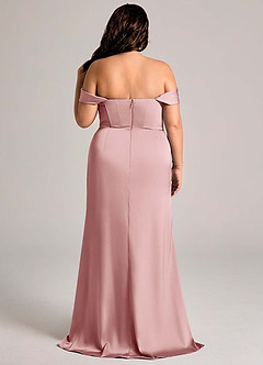 Azazie Johana Bridesmaid Dresses Dusty Rose Mermaid Off the Shoulder Stretch Satin Convertible Dress image11
