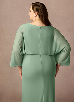 Azazie Ysabella Mother of the Bride Dresses Matcha Mermaid Pleated Mesh Dress image11