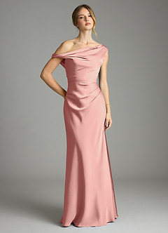 Azazie Emerson Brudtärnklänningar Klä av Sjöjungfru i Stretch Satin Av axeln Rosett image1