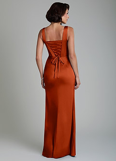 Azazie Amora Brautjungfernkleider Meerjungfrau-Linie Korsett Stretch-Satin Kleid Paprika image2