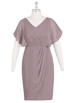 Azazie Julia Kleider für die Brautmutter Etui V-Hals Gefaltet Chiffon Kleid Dämmerung image6