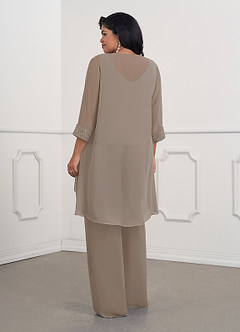 Azazie Maura Mother of the Bride Dresses Taupe Jumpsuit/Pantsuit Sequins Chiffon Dress image7