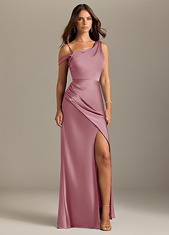 Azazie Madelyn Bridesmaid Dresses Vintage Mauve Mermaid Off the Shoulder Stretch Satin Convertible Dress image9