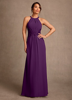 Azazie Georgie Mother of the Bride Dresses Grape A-Line Lace Chiffon Dress image1