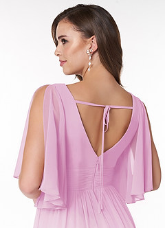 Azazie Temeka Bridesmaid Dresses Candy Pink A-Line Ruched Chiffon Dress image9