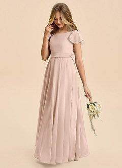 Azazie Cady Junior English Rose A-Line Pleated Chiffon Dress image5